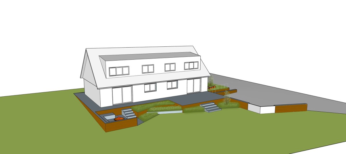 Conception d'aménagement abords maison Antoine Piéterbrouck - Architecte paysagiste - Création et aménagement de jardin, abords de maison, allées, parkings, terrasses - Braine-le-Comte